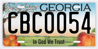 GA license plate CBC0054
