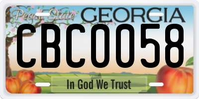 GA license plate CBC0058