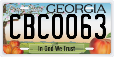 GA license plate CBC0063