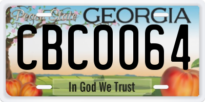 GA license plate CBC0064