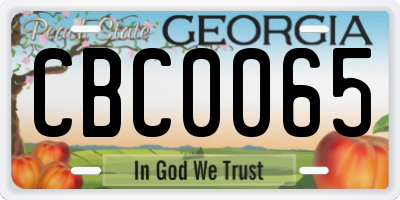 GA license plate CBC0065
