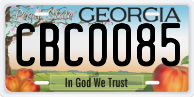 GA license plate CBC0085