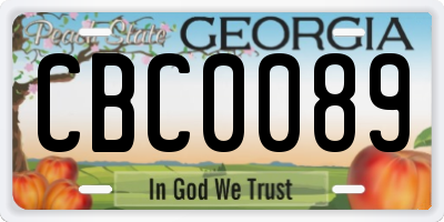 GA license plate CBC0089