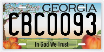 GA license plate CBC0093