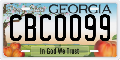 GA license plate CBC0099