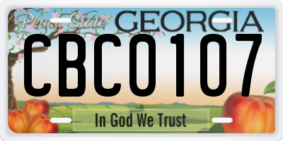 GA license plate CBC0107