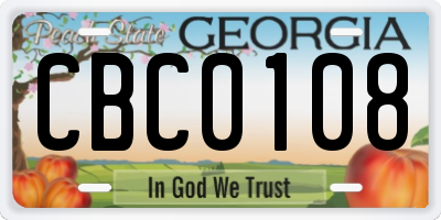 GA license plate CBC0108