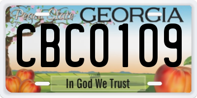 GA license plate CBC0109