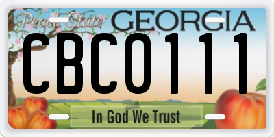 GA license plate CBC0111