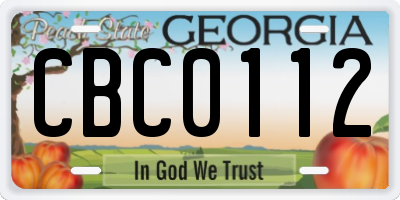 GA license plate CBC0112