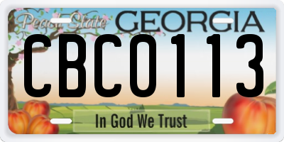 GA license plate CBC0113