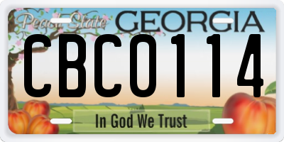 GA license plate CBC0114