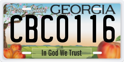GA license plate CBC0116