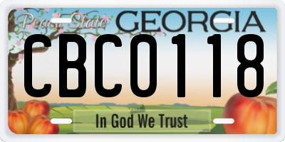 GA license plate CBC0118