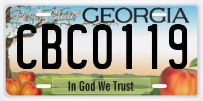 GA license plate CBC0119