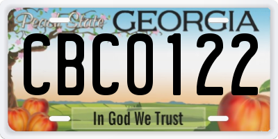 GA license plate CBC0122