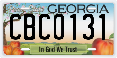 GA license plate CBC0131