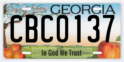 GA license plate CBC0137