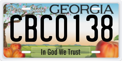 GA license plate CBC0138