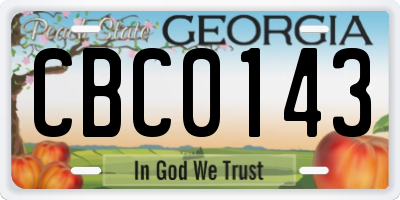 GA license plate CBC0143