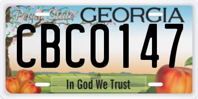 GA license plate CBC0147