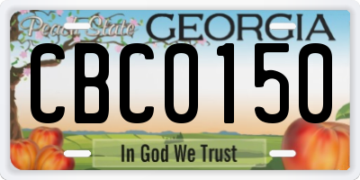 GA license plate CBC0150