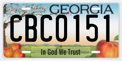 GA license plate CBC0151