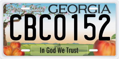 GA license plate CBC0152