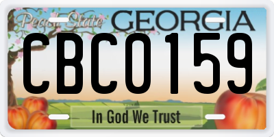 GA license plate CBC0159