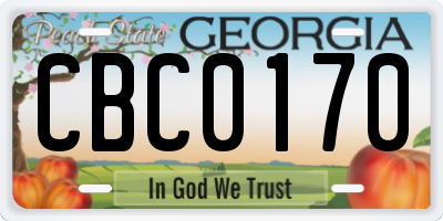 GA license plate CBC0170