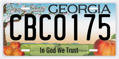 GA license plate CBC0175