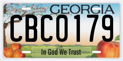 GA license plate CBC0179
