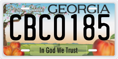 GA license plate CBC0185