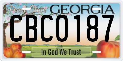GA license plate CBC0187