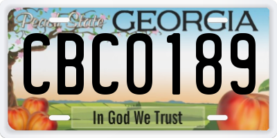 GA license plate CBC0189