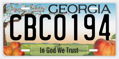GA license plate CBC0194