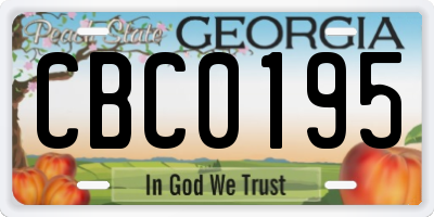 GA license plate CBC0195