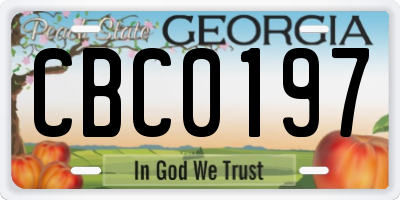 GA license plate CBC0197