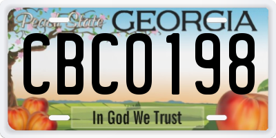 GA license plate CBC0198