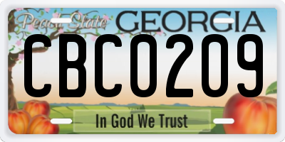 GA license plate CBC0209