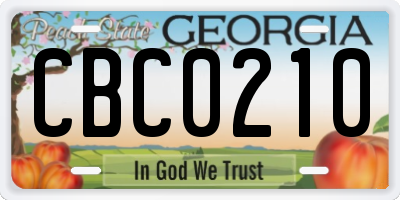 GA license plate CBC0210