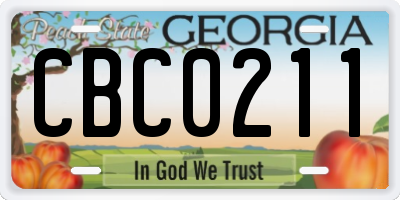 GA license plate CBC0211