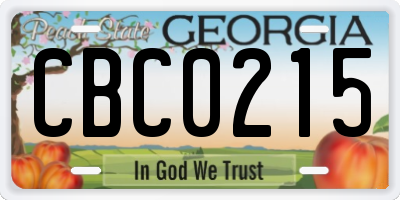 GA license plate CBC0215