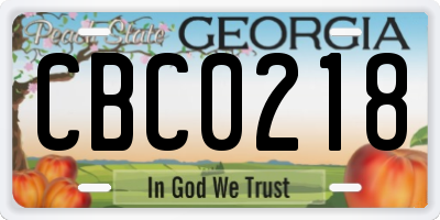 GA license plate CBC0218