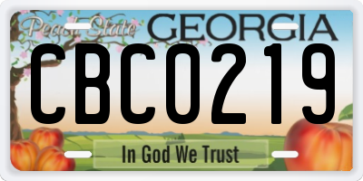 GA license plate CBC0219