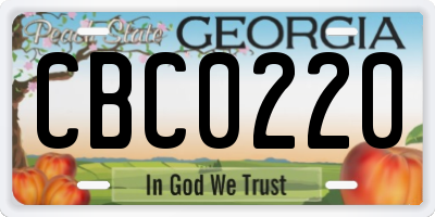 GA license plate CBC0220