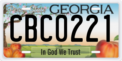 GA license plate CBC0221