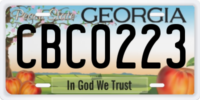 GA license plate CBC0223