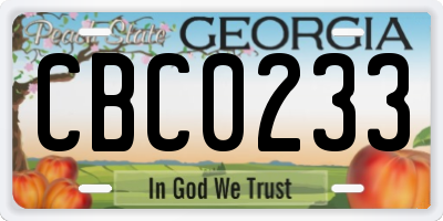 GA license plate CBC0233