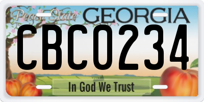GA license plate CBC0234